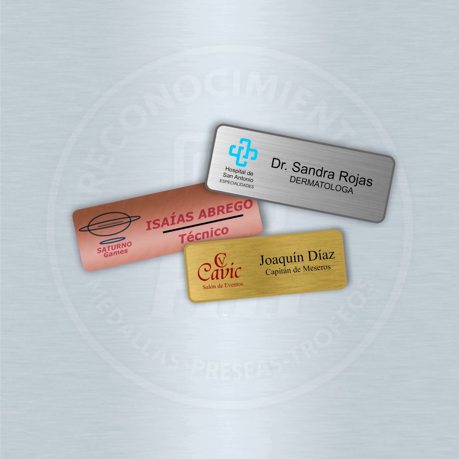 Gafete Aluminio sin Resina Broche Alfiler