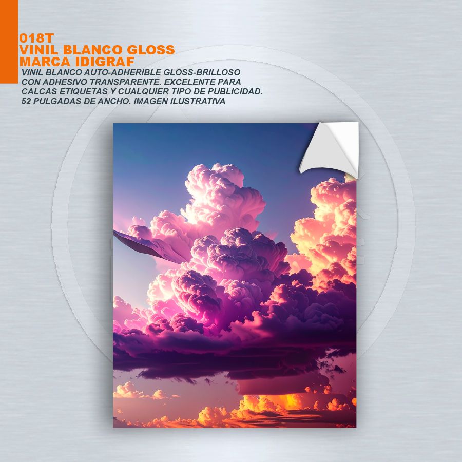 VINIL BLANCO MARCA IDIGRAF -GLOSS- UV A-G ADHESIVO TRANSPARENTE