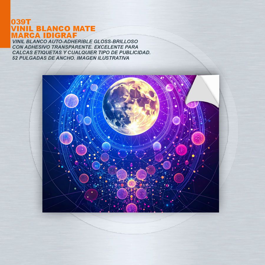 VINIL BLANCO-MATE MARCA IDIGRAF UV A-G ADHESIVO TRANSPARENTE