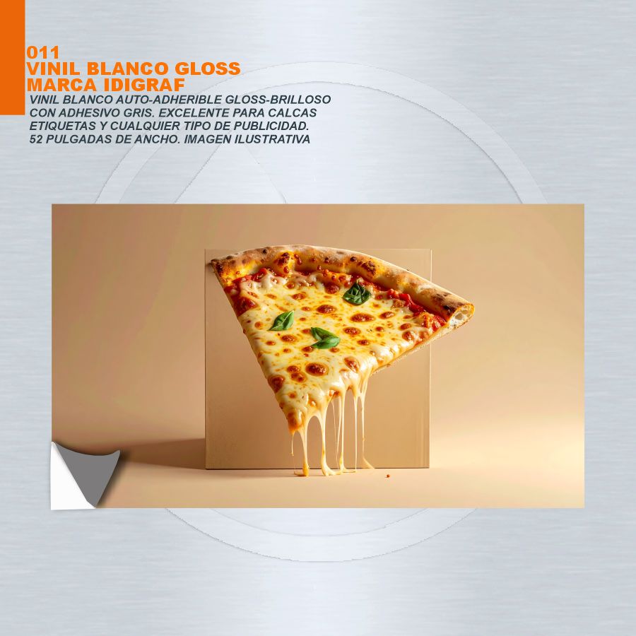 VINIL BLANCO GLOSS MARCA IDIGRAF ADHESIVO GRIS
