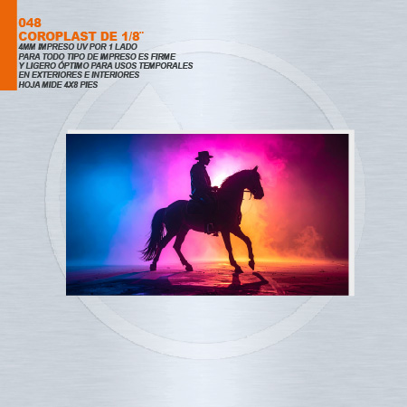 COROPLAST 4 MM IMPRESION 1 LADO UV