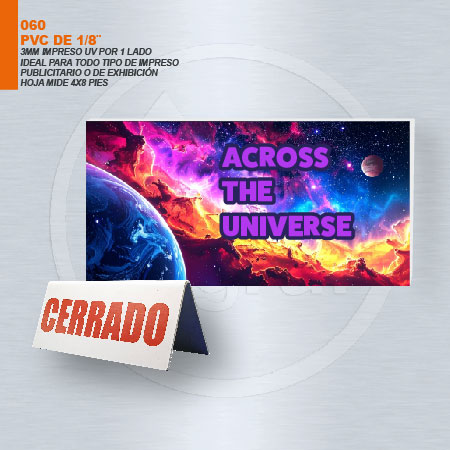 PVC 3MM IMPRESO POR 1 LADO UV