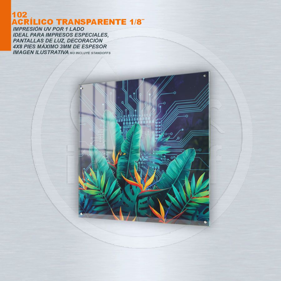 ACRILICO TRANSPARENTE 3MM IMPRESO POR 1 LADO
